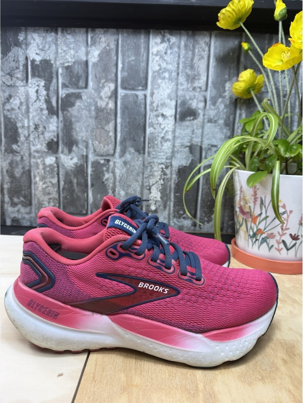 Brooks Glycerin 21 Women’s 7.5 Pink Navy Running Shoes 1204081B650 - Picture 6 of 7